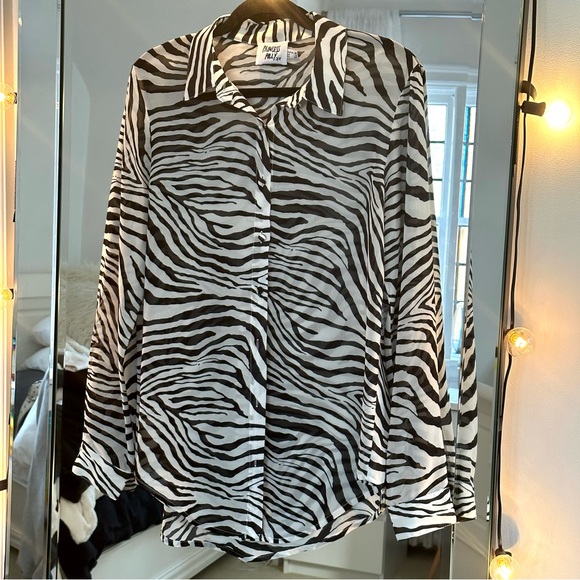 Princess Polly Zebra-print Button-up Top - Picture 1 of 4